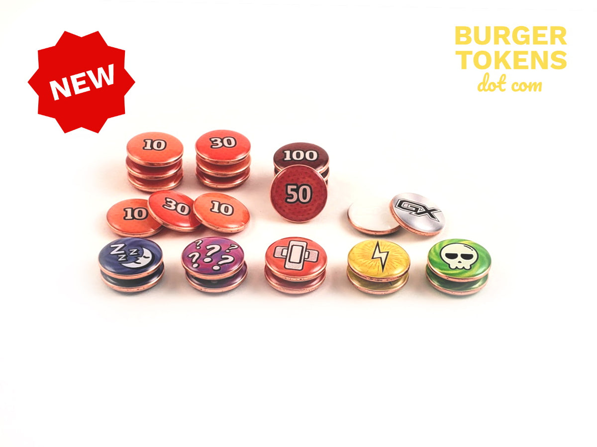 pokemon trading card game online tokens Burger Tokens: Premium TCG Size:25 Entertainment Box Poison (Skull) Pokemon Card Scarlet &