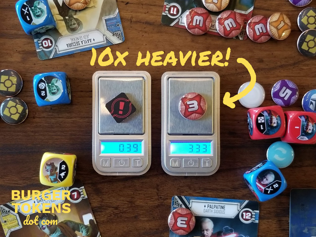 weight comparison with cardboard tokens